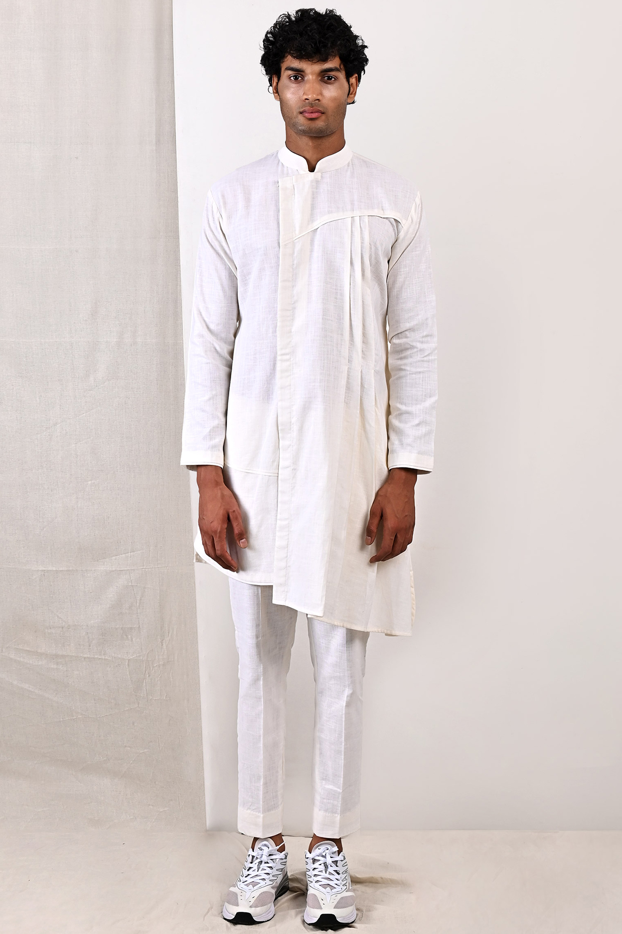 Off-White Linen Kurta Set by Bohame Men