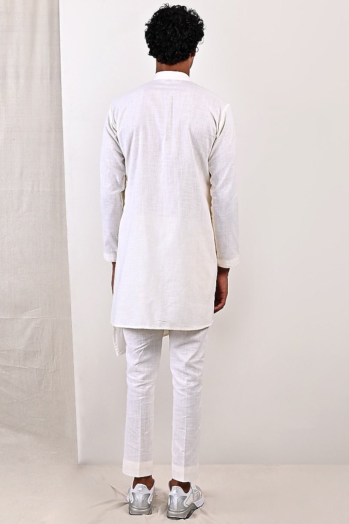Off-White Linen Kurta Set by Bohame Men at Pernia's Pop Up Shop
