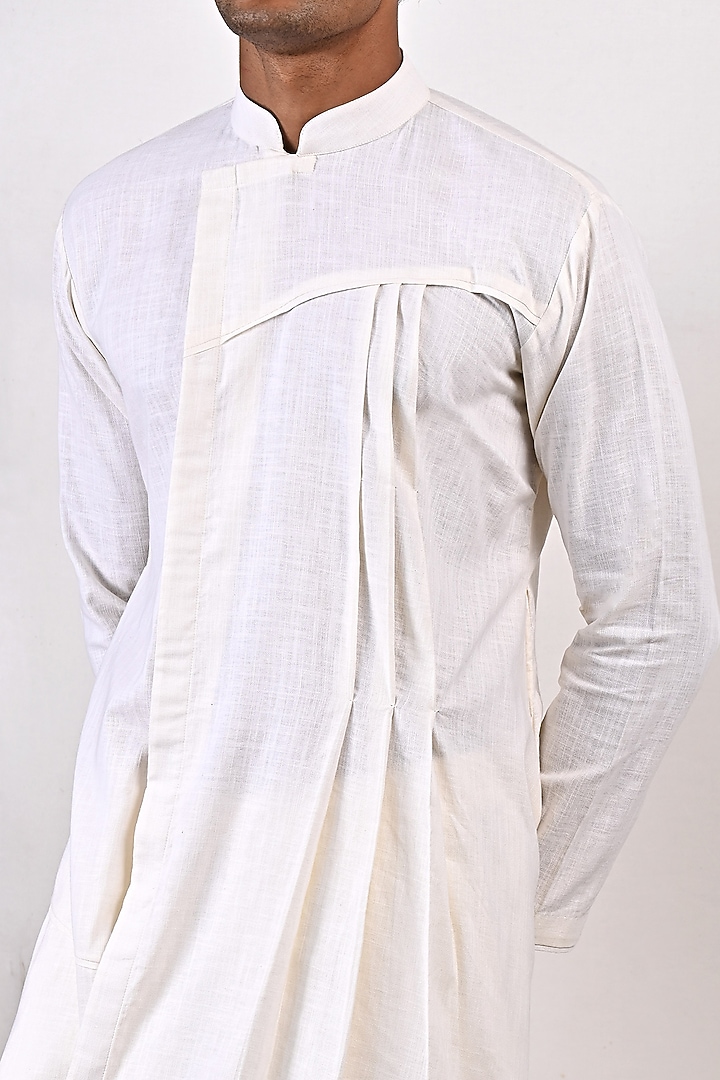 Off-White Linen Kurta Set by Bohame Men at Pernia's Pop Up Shop