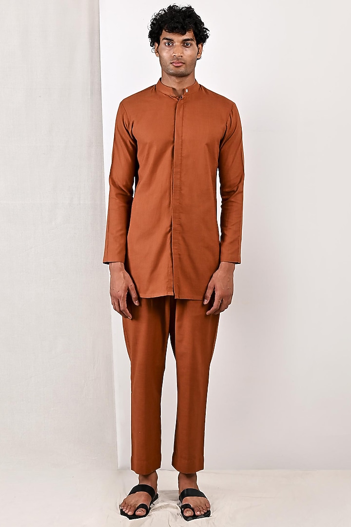 Tan Linen Nehru Jacket Set by Bohame Men at Pernia's Pop Up Shop