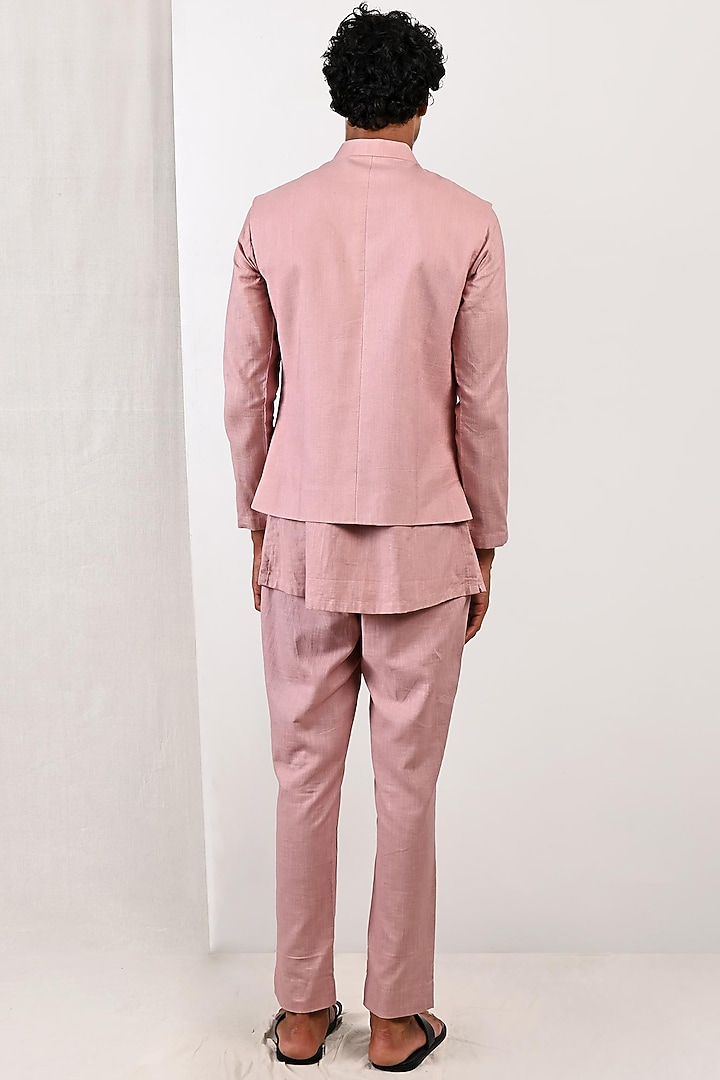Mauve Linen Nehru Jacket Set by Bohame Men at Pernia's Pop Up Shop