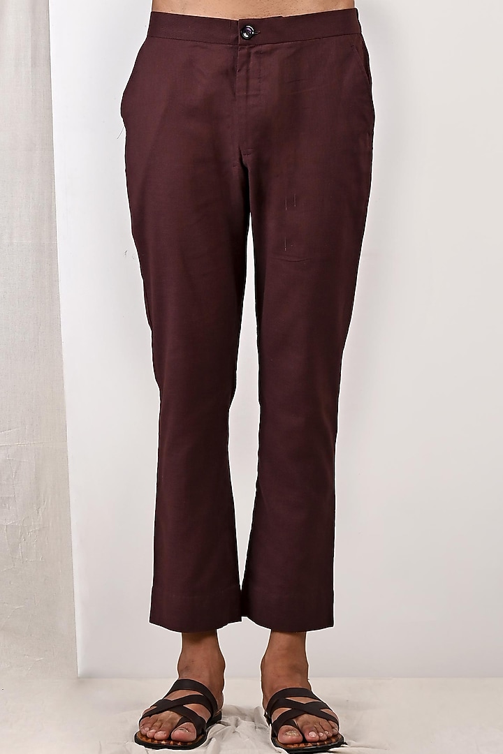 Dark Mahogany Linen Nehru Jacket Set by Bohame Men at Pernia's Pop Up Shop