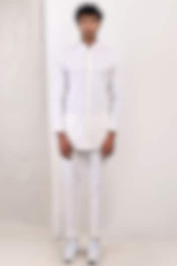 Off-White Linen Short Kurta Set by Bohame Men