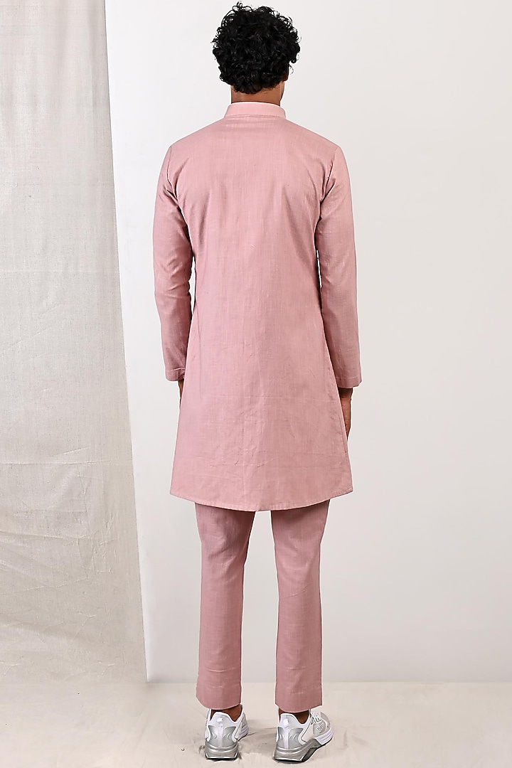 Mauve Linen Jacket-Style Kurta Set by Bohame Men at Pernia's Pop Up Shop