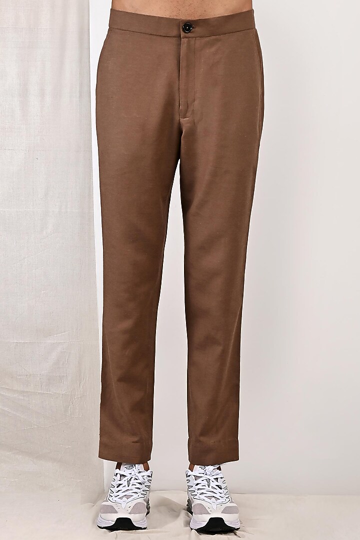 Light Brown Kurta Set in Linen by Bohame Men at Pernia's Pop Up Shop