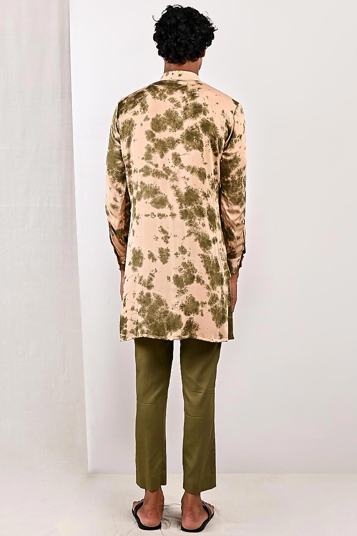 Beige Modal Asymmetrical Printed Kurta Set by Bohame Men at Pernia's Pop Up Shop