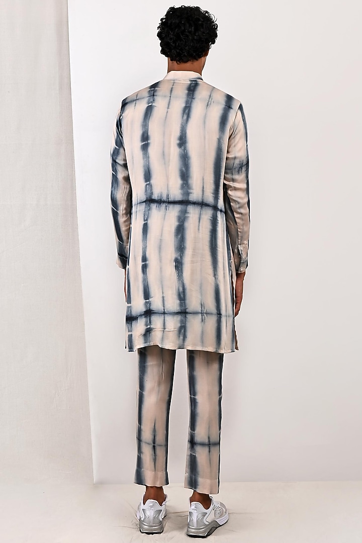 Peach Modal Tie-Dye Printed Kurta Set by Bohame Men at Pernia's Pop Up Shop