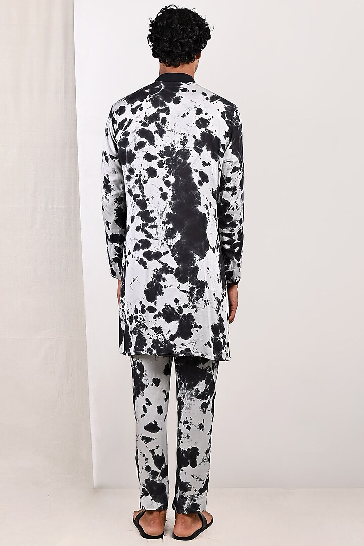 Light Grey Modal Tie-Dye Printed Kurta Set by Bohame Men at Pernia's Pop Up Shop