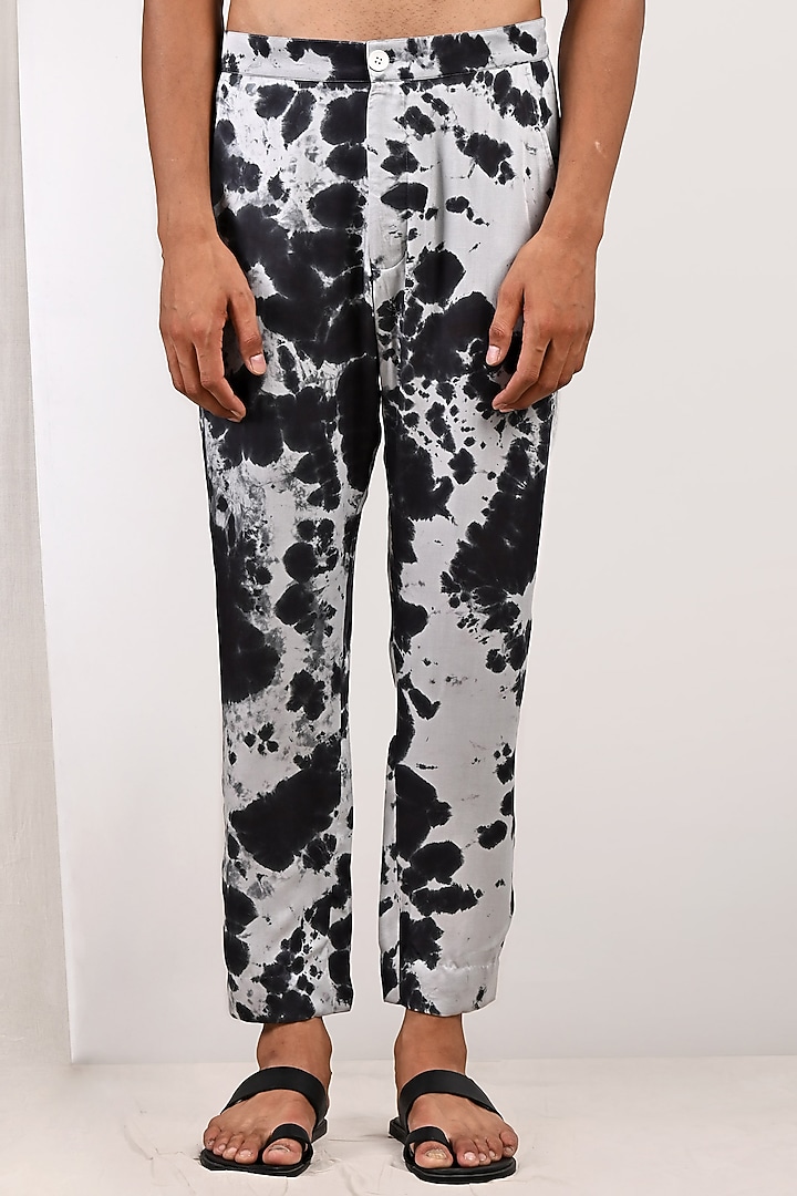 Light Grey Modal Tie-Dye Printed Kurta Set by Bohame Men at Pernia's Pop Up Shop
