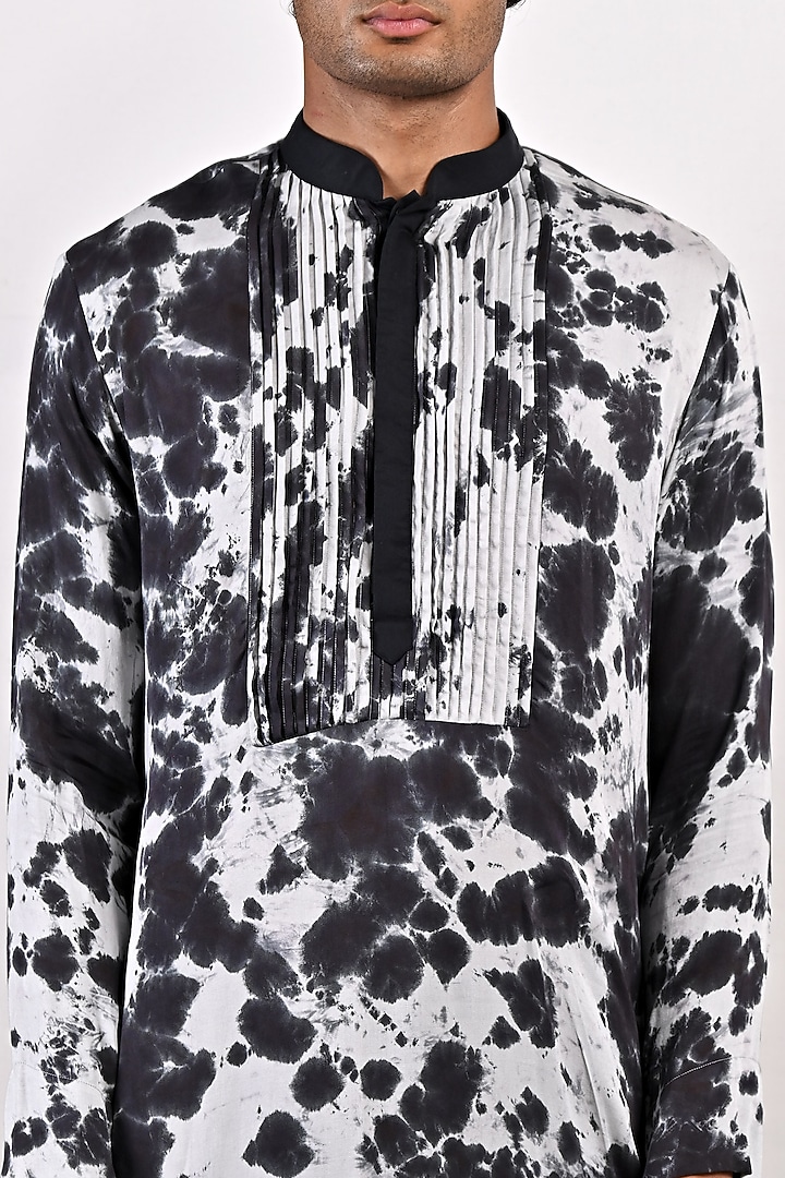 Light Grey Modal Tie-Dye Printed Kurta Set by Bohame Men at Pernia's Pop Up Shop