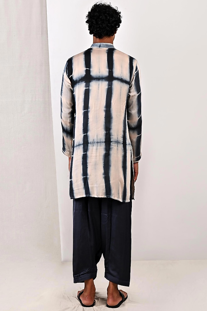 Peach Modal Tie-Dye Printed Kurta Set by Bohame Men at Pernia's Pop Up Shop
