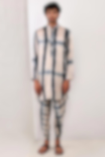 Peach Modal Tie-Dye Printed Kurta Set by Bohame Men at Pernia's Pop Up Shop