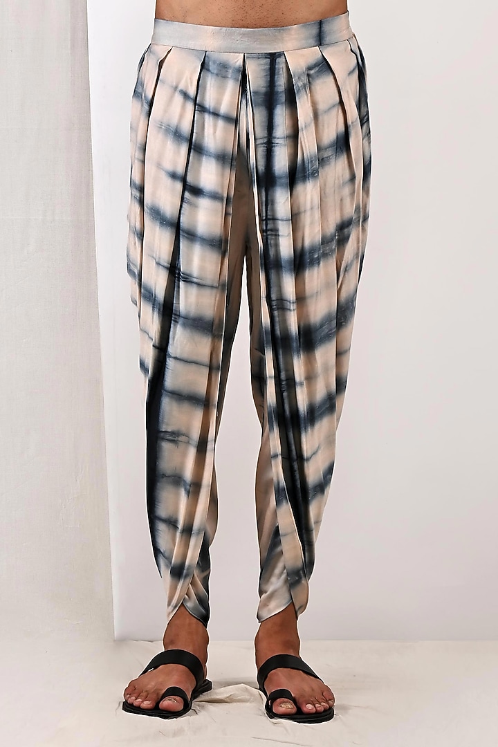 Peach Modal Tie-Dye Printed Kurta Set by Bohame Men at Pernia's Pop Up Shop