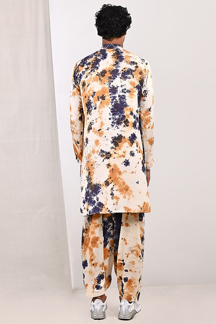 Cream Printed Long Kurta Set by Bohame Men at Pernia's Pop Up Shop