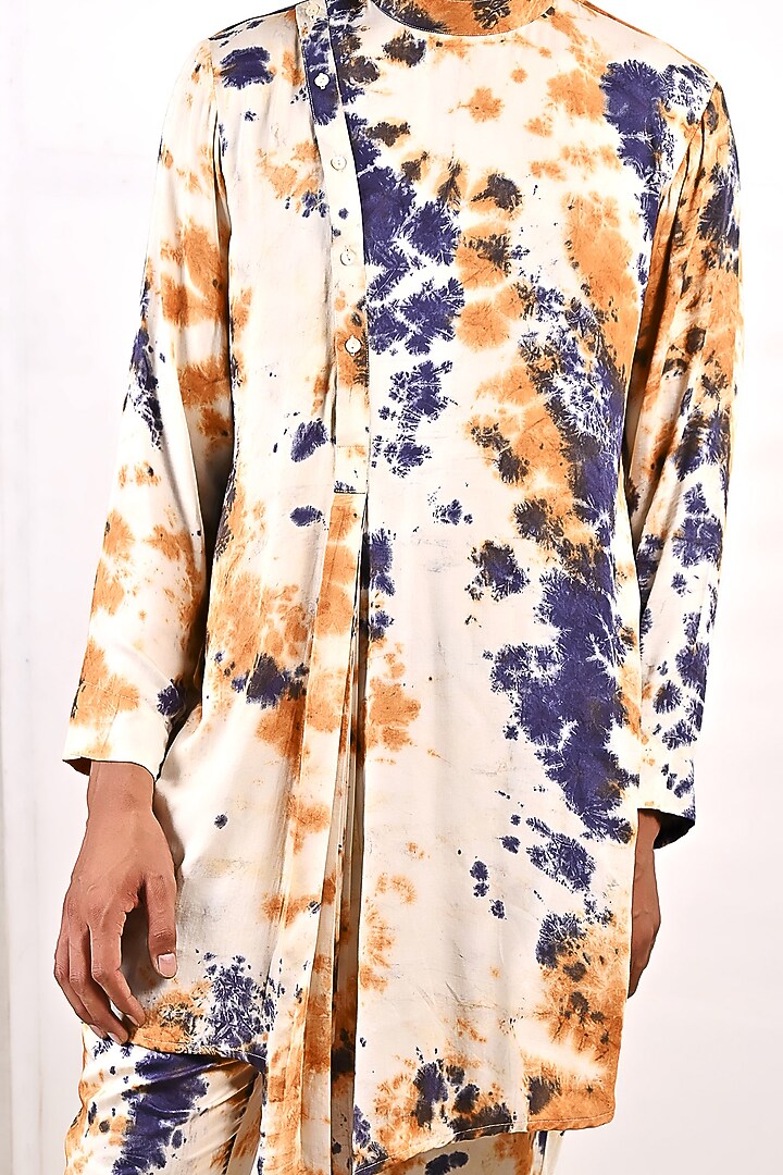 Cream Asymmetrical Long Kurta Set by Bohame Men at Pernia's Pop Up Shop