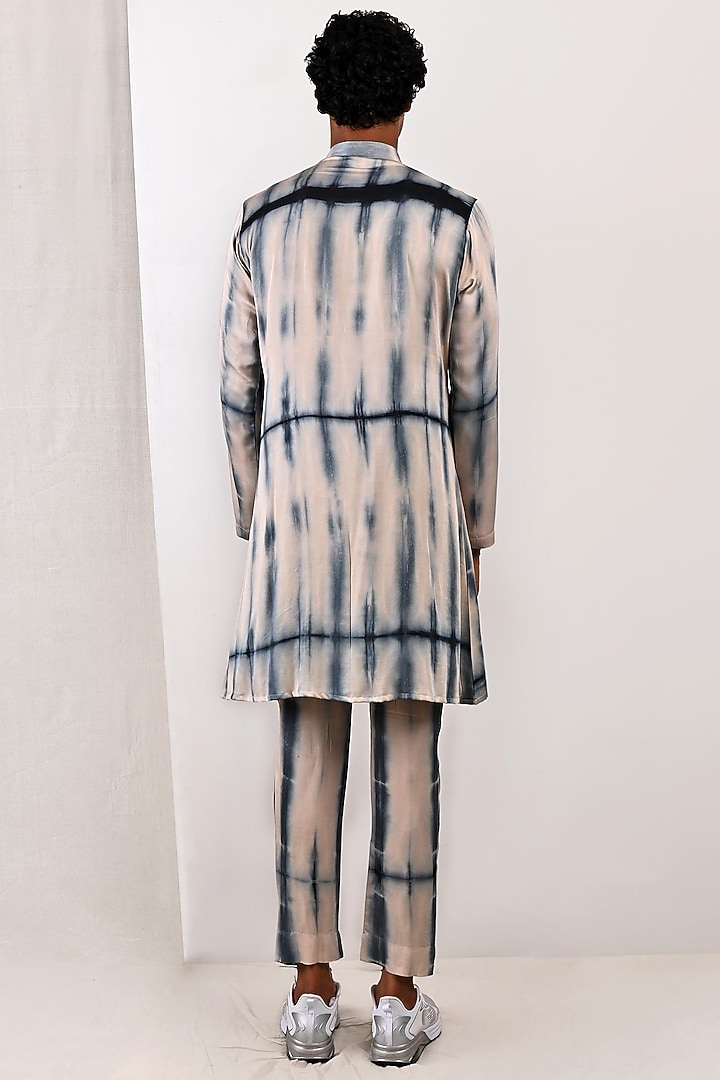Peach Modal Tie-Dye Printed Cowl Kurta Set by Bohame Men at Pernia's Pop Up Shop