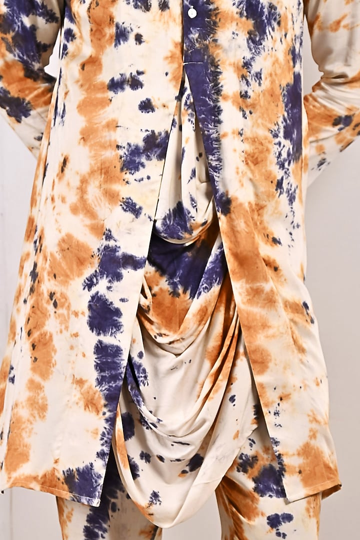 Cream Printed Cowl Kurta Set by Bohame Men at Pernia's Pop Up Shop