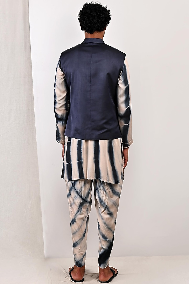 Dark Blue Modal Nehru Jacket Set by Bohame Men at Pernia's Pop Up Shop