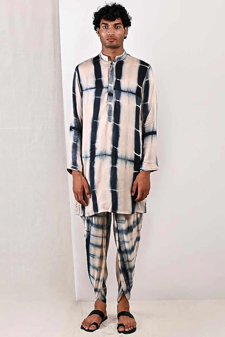 Dark Blue Modal Nehru Jacket Set by Bohame Men at Pernia's Pop Up Shop