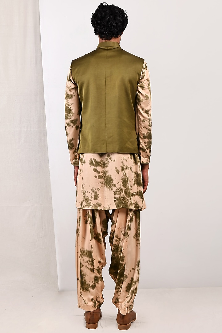 Green Modal Quilted Nehru Jacket Set by Bohame Men at Pernia's Pop Up Shop