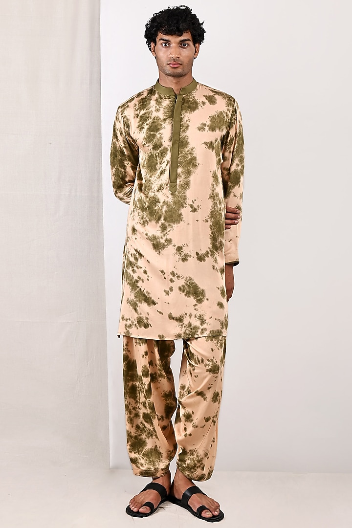 Green Modal Quilted Nehru Jacket Set by Bohame Men at Pernia's Pop Up Shop