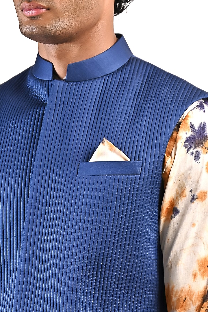 Blue Modal Nehru Jacket Set by Bohame Men at Pernia's Pop Up Shop