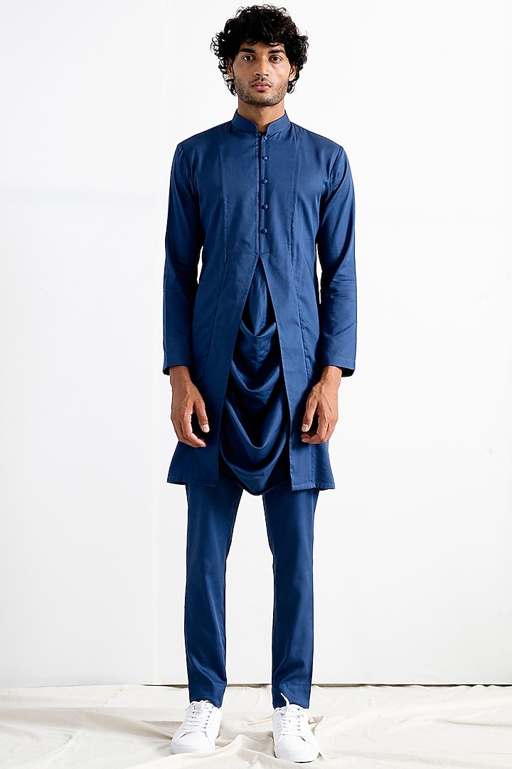 Cream & Mustard Quilted Printed Nehru Jacket Set by Bohame Men at Pernia's Pop Up Shop