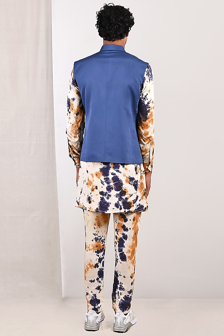 Blue Modal Overlapped Bundi Jacket Set by Bohame Men at Pernia's Pop Up Shop