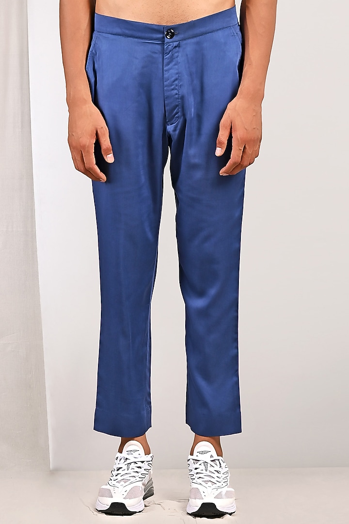 Blue Modal Quilted Nehru Jacket Set by Bohame Men at Pernia's Pop Up Shop