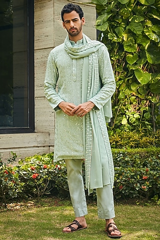 Buy Sage Green Kurta for men Online from Indian Designers 2026
