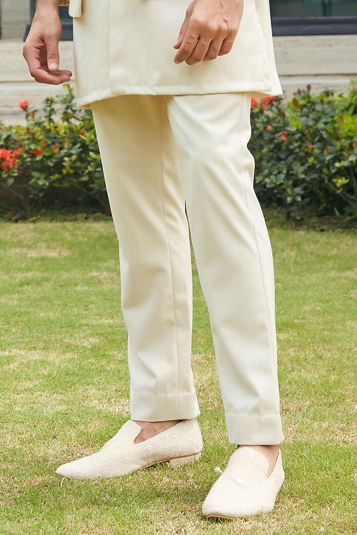 Beige Georgette Chikankari Embroidered Indo-Western Set by Bohame Men at Pernia's Pop Up Shop