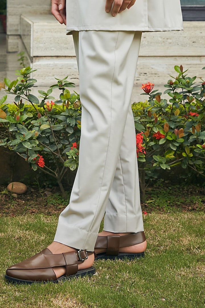 Ivory Georgette Chikankari Embroidered Indo-Western Set by Bohame Men at Pernia's Pop Up Shop