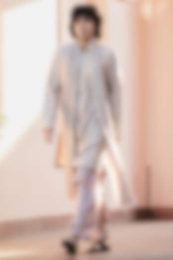 Mousse-Colored Chikankari Kurta Set by Bohame Men at Pernia's Pop Up Shop