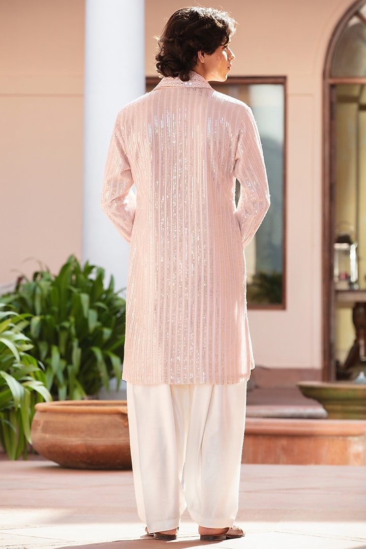 Light Pink Chikankari Kurta Set by Bohame Men at Pernia's Pop Up Shop