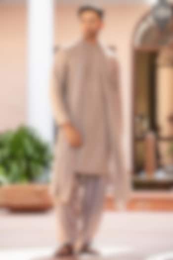 Almond-Colored Chikankari Kurta Set by Bohame Men at Pernia's Pop Up Shop