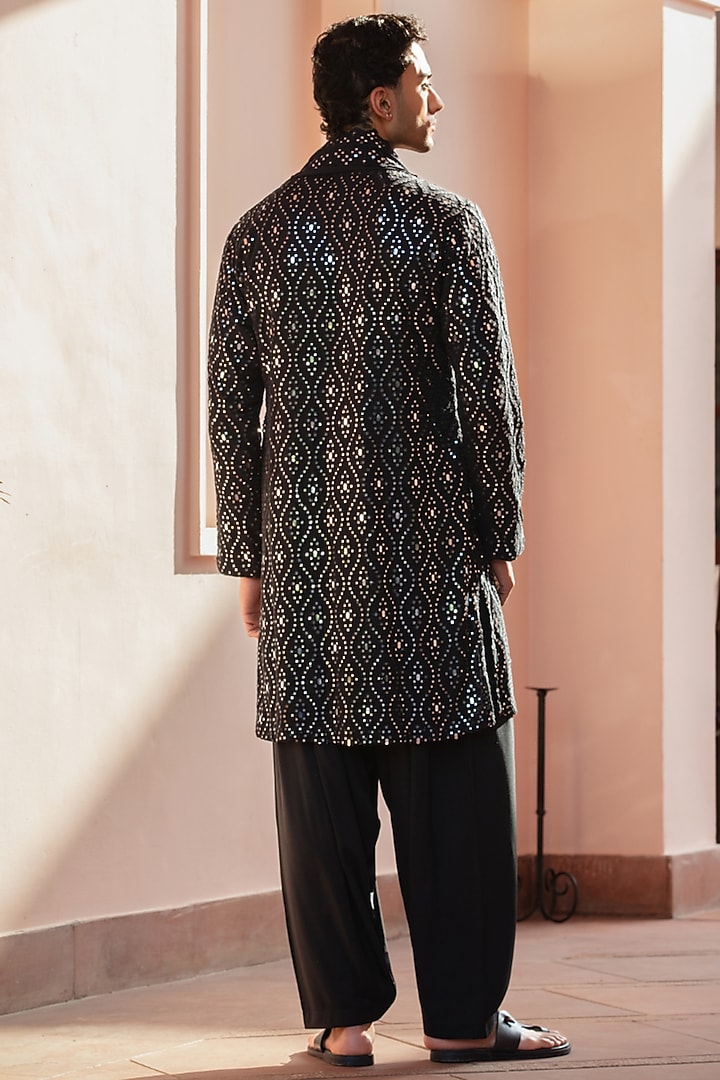 Black Chikankari Kurta Set by Bohame Men at Pernia's Pop Up Shop