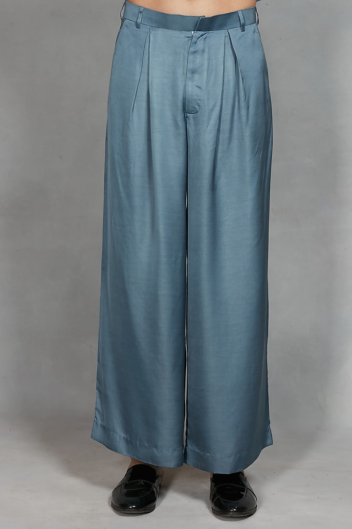 Light Blue Brocade Wedding Indowestern Set by Bohame Men at Pernia's Pop Up Shop