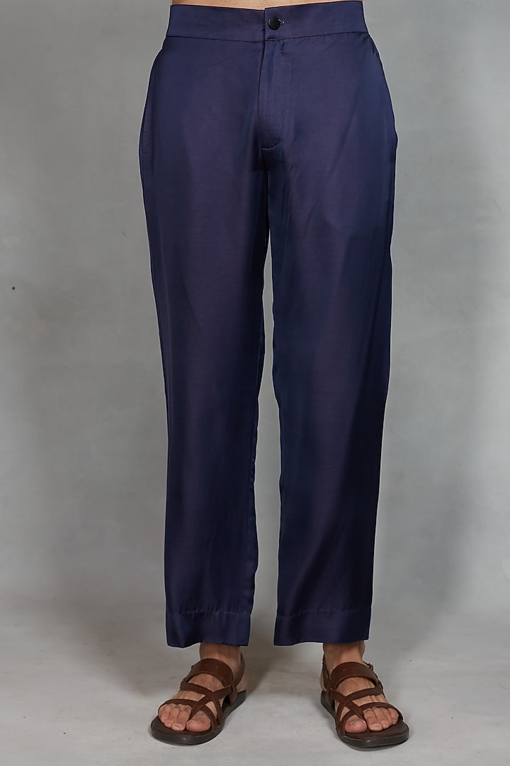 Cobalt Blue Brocade Indowetern Set by Bohame Men at Pernia's Pop Up Shop