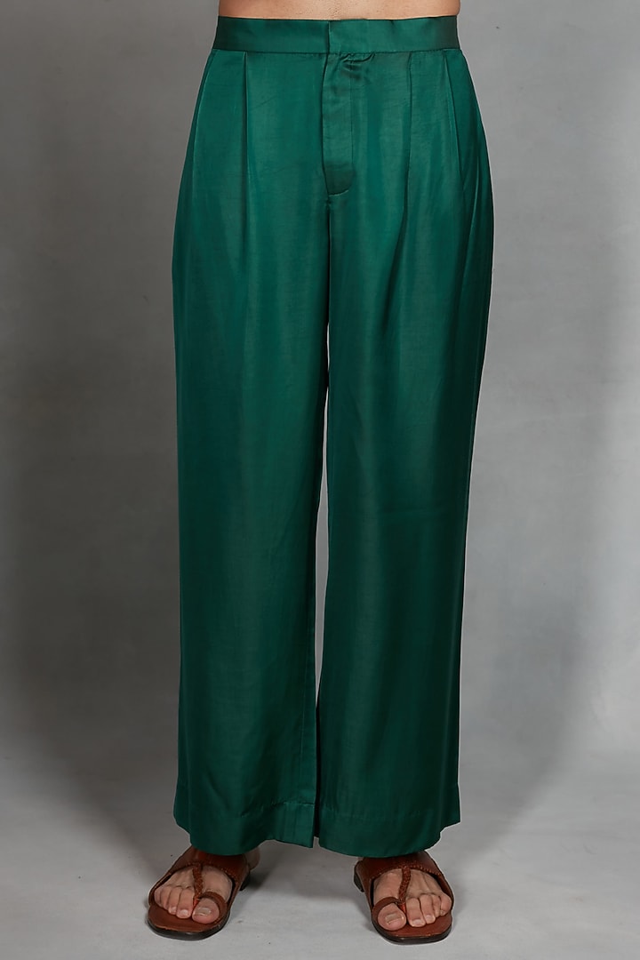 Bottle Green Brocade Wedding Indowestern Set by Bohame Men at Pernia's Pop Up Shop