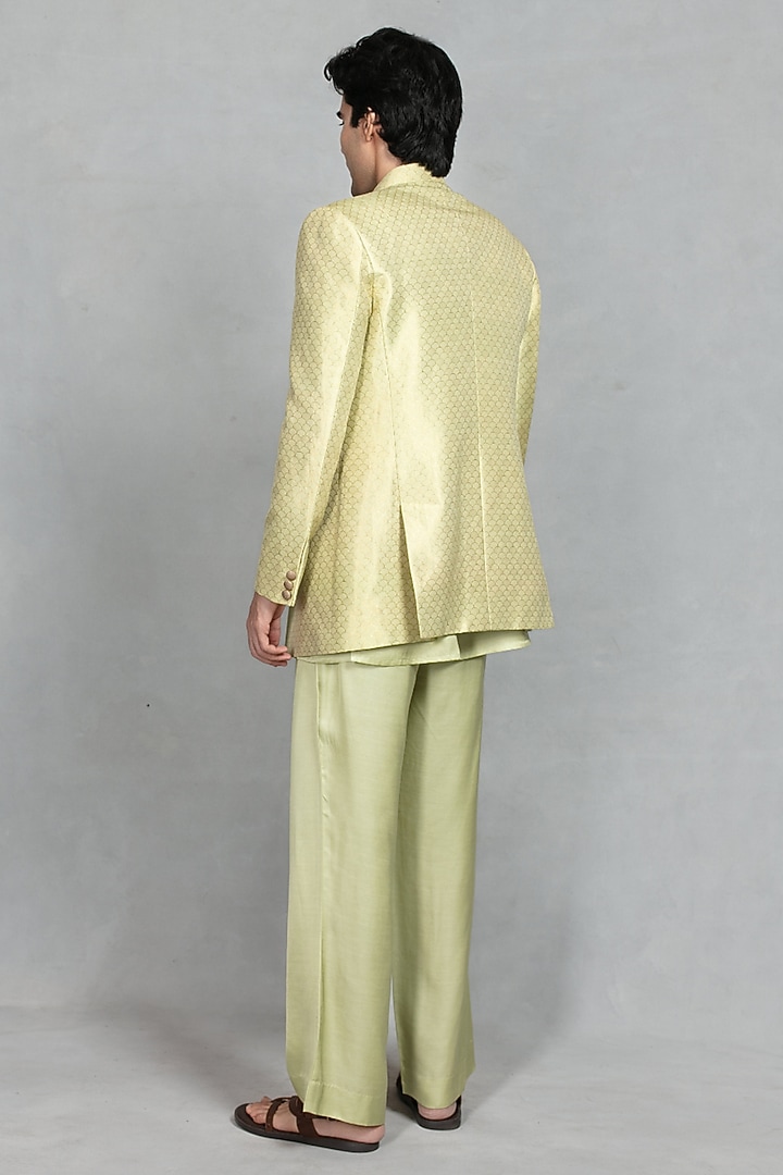Beige Gold Brocade Wedding Indowestern Set by Bohame Men at Pernia's Pop Up Shop