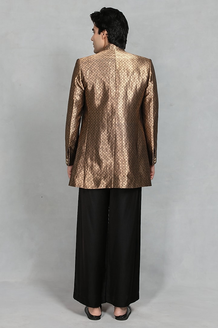 Gold Brocade Wedding Indowestern Set by Bohame Men at Pernia's Pop Up Shop