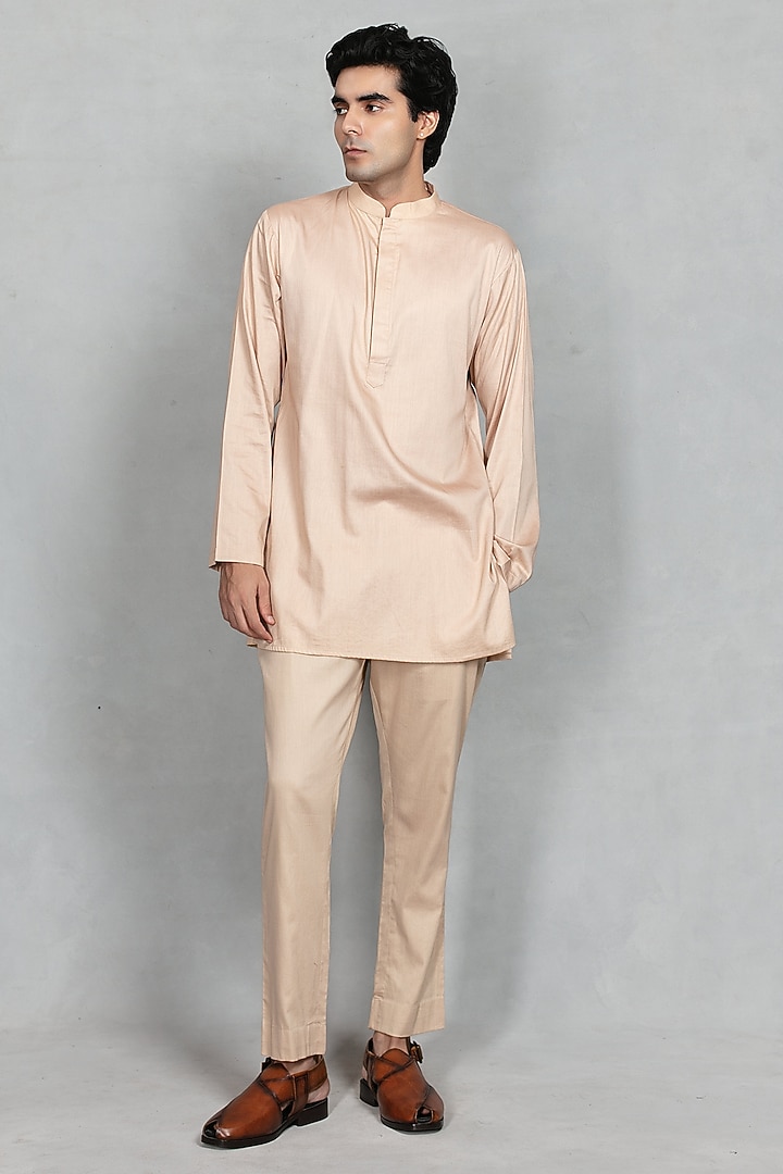 Beige Chikankari Fabric Mirror Embroidered Jacket Set by Bohame Men at Pernia's Pop Up Shop