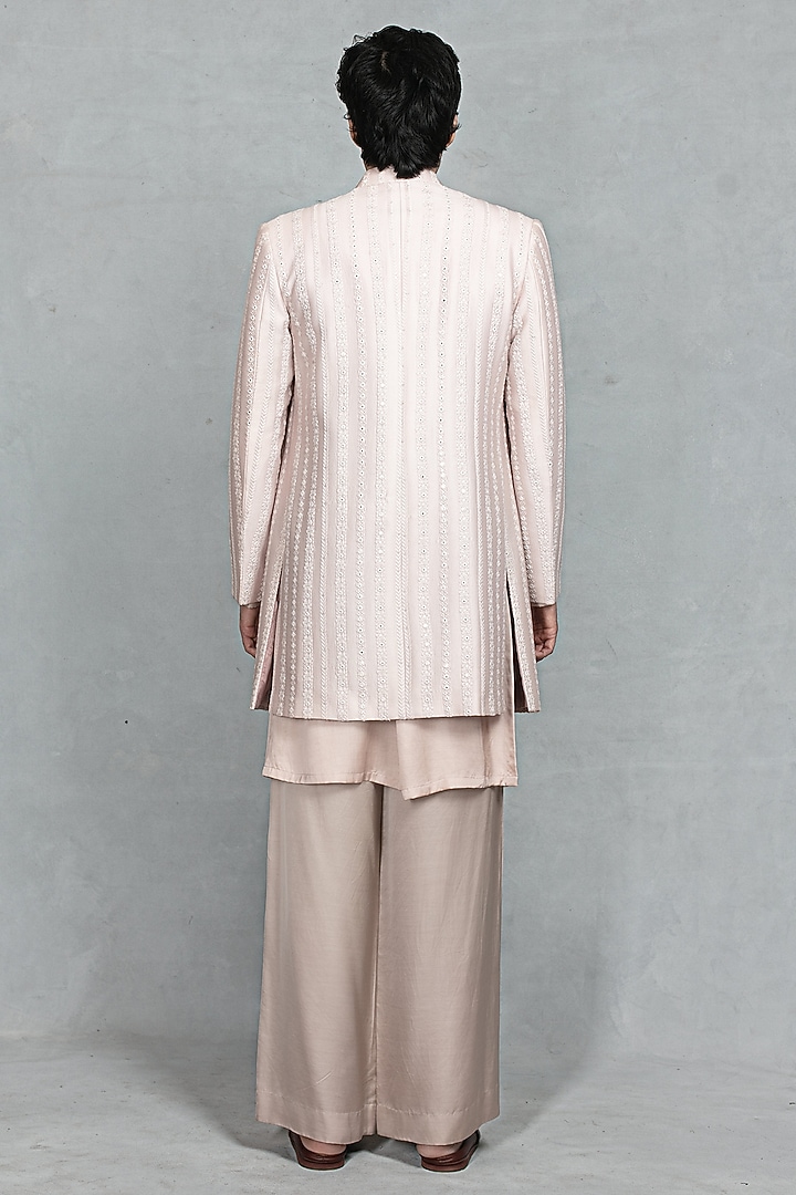 Mauve Chikankari Fabric Embroidered Jacket Set by Bohame Men at Pernia's Pop Up Shop