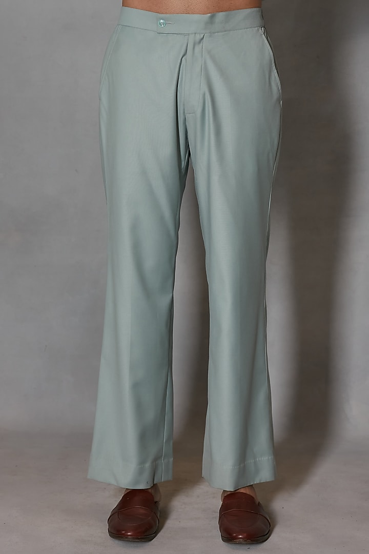 Sage Green Chikankari Fabric Embroidered Jacket Set by Bohame Men at Pernia's Pop Up Shop