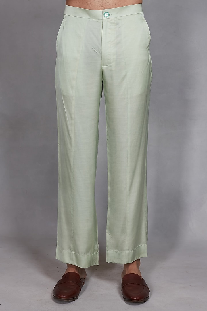 Mint Green Chikankari Fabric Embroidered Jacket Set by Bohame Men at Pernia's Pop Up Shop