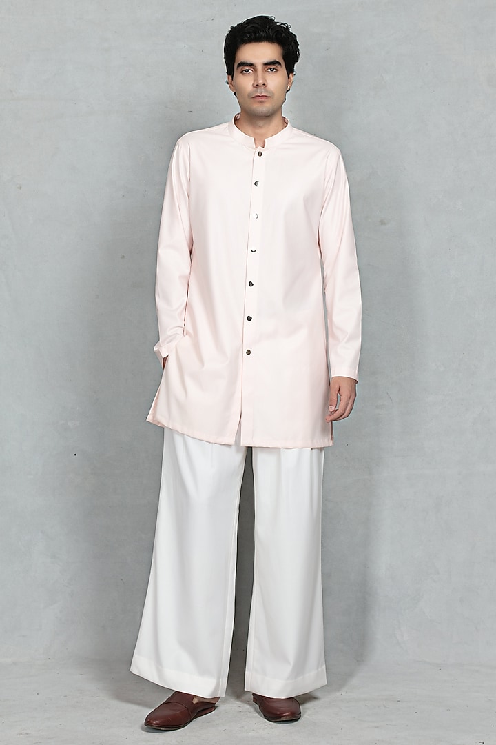 Light Pink Chikankari Fabric Embroidered Jacket Set by Bohame Men at Pernia's Pop Up Shop