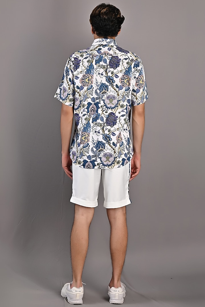 Off-White & Blue Printed Co-Ord Set by Bohame Men at Pernia's Pop Up Shop