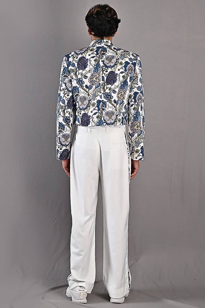 Off-White & Blue Printed Short Jacket Set by Bohame Men at Pernia's Pop Up Shop