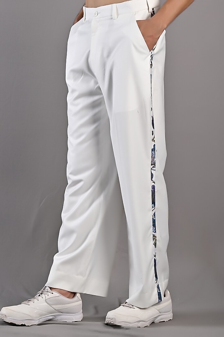 Off-White & Blue Printed Short Jacket Set by Bohame Men at Pernia's Pop Up Shop