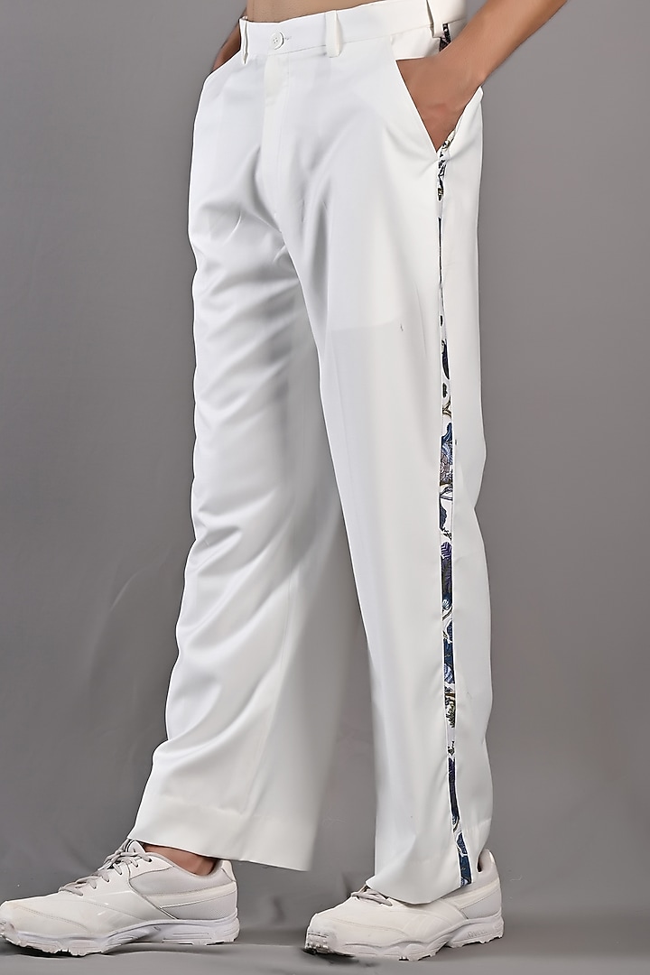 Off-White & Blue Printed Bomber Jacket Set by Bohame Men at Pernia's Pop Up Shop